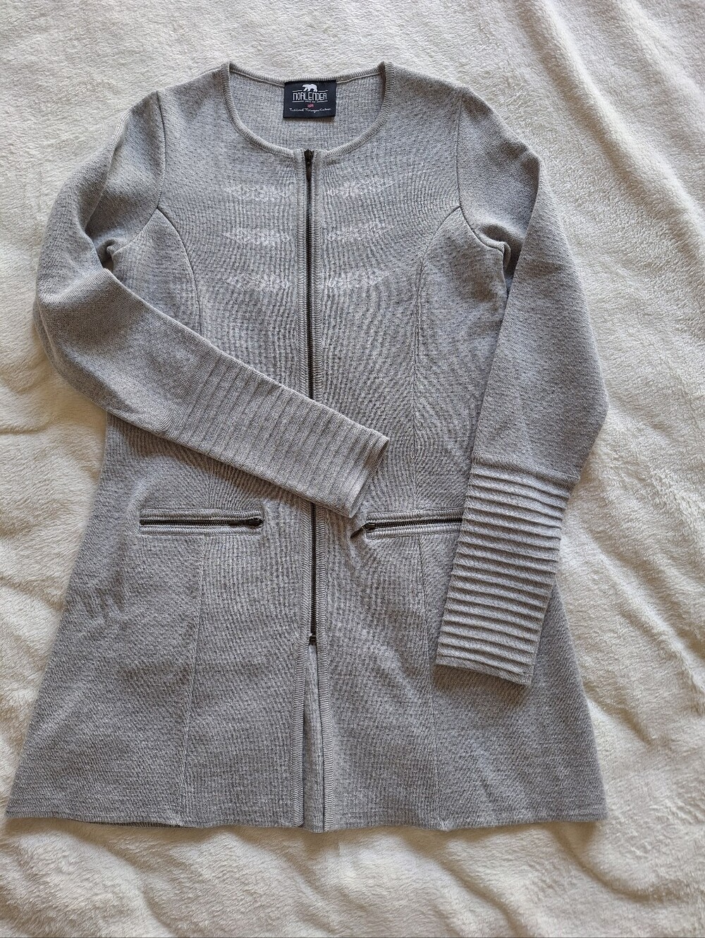 NORLENDER Norway Gray Wool Knit Sweater Dress Tunic Zip Up Fits Like Women’s S